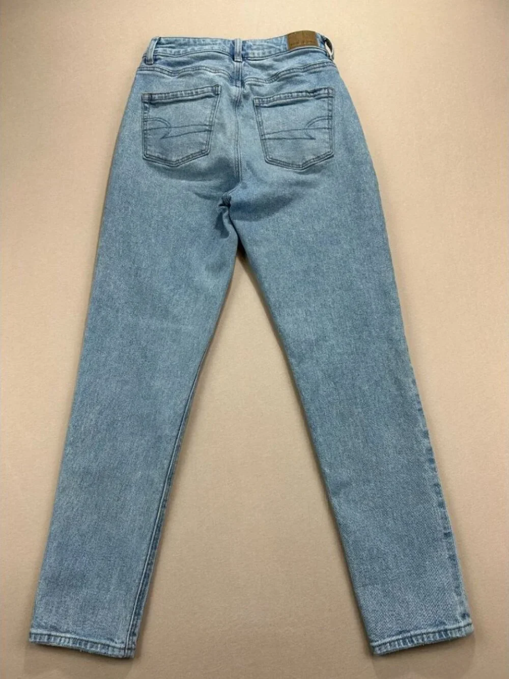American Eagle Jeans Womens Size 0 Blue Denim Mid Rise Strigid MOM Stretch - Picture 2 of 14
